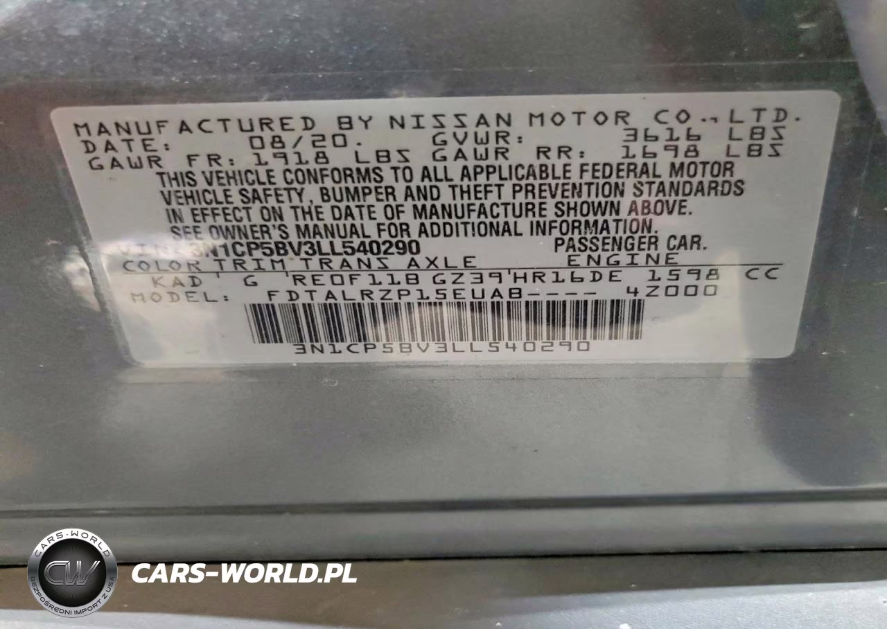 2020 Nissan Kicks S VIN:3N1CP5BV3LL540290 - 12