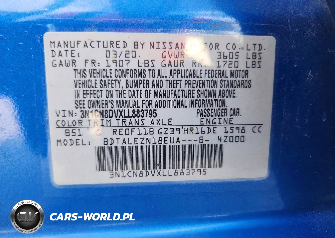 2020 Nissan Versa S VIN:3N1CN8DVXLL883795 - 12