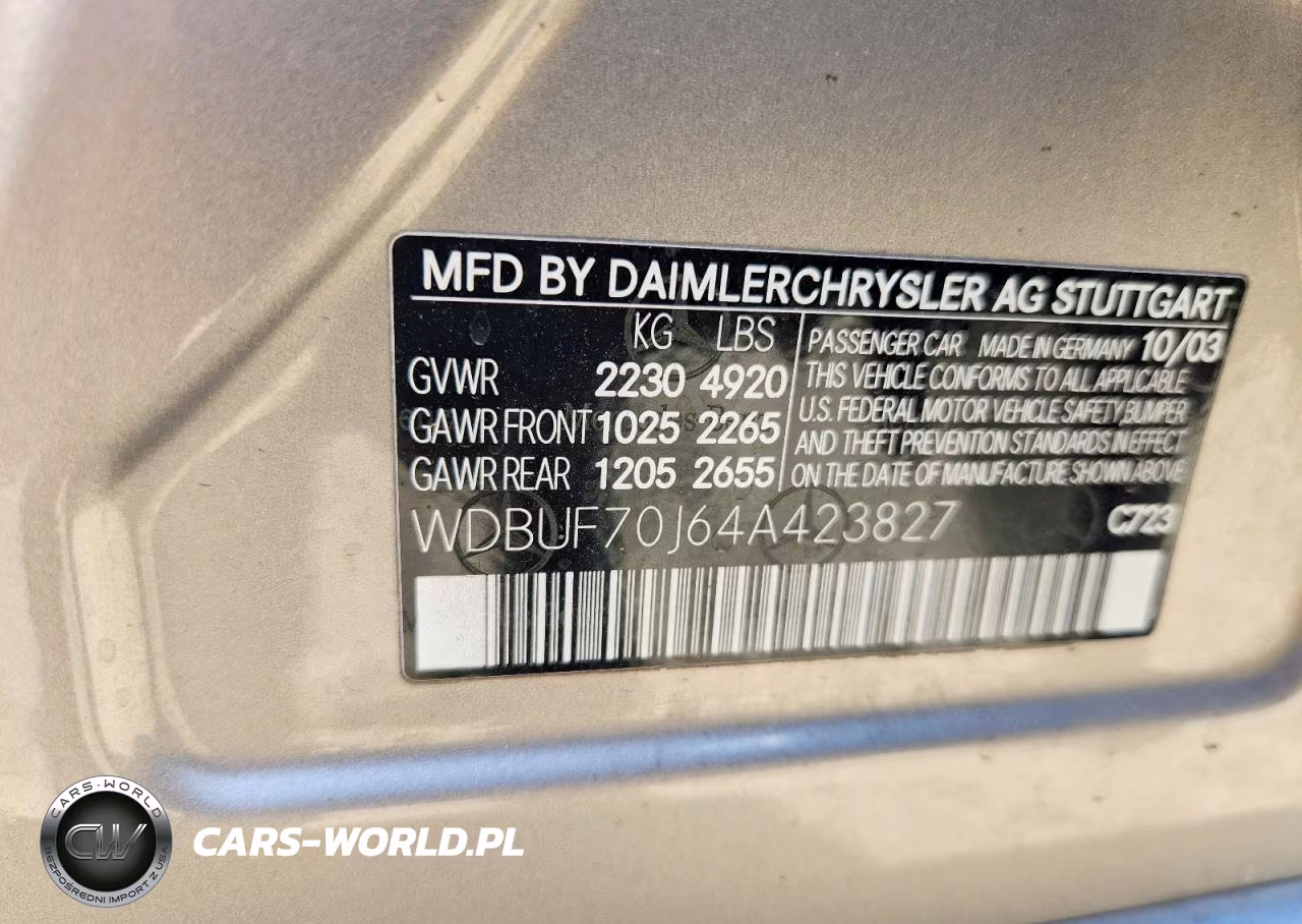 2004 Mercedes-Benz E 500 VIN:WDBUF70J64A423827 - 12