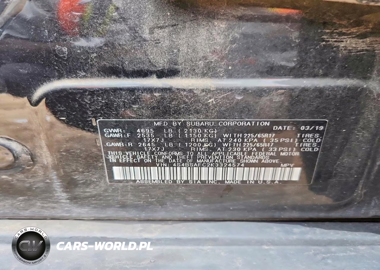 2019 Subaru Outback 2.5I Premium VIN:4S4BSAFC2K3324574 - 14