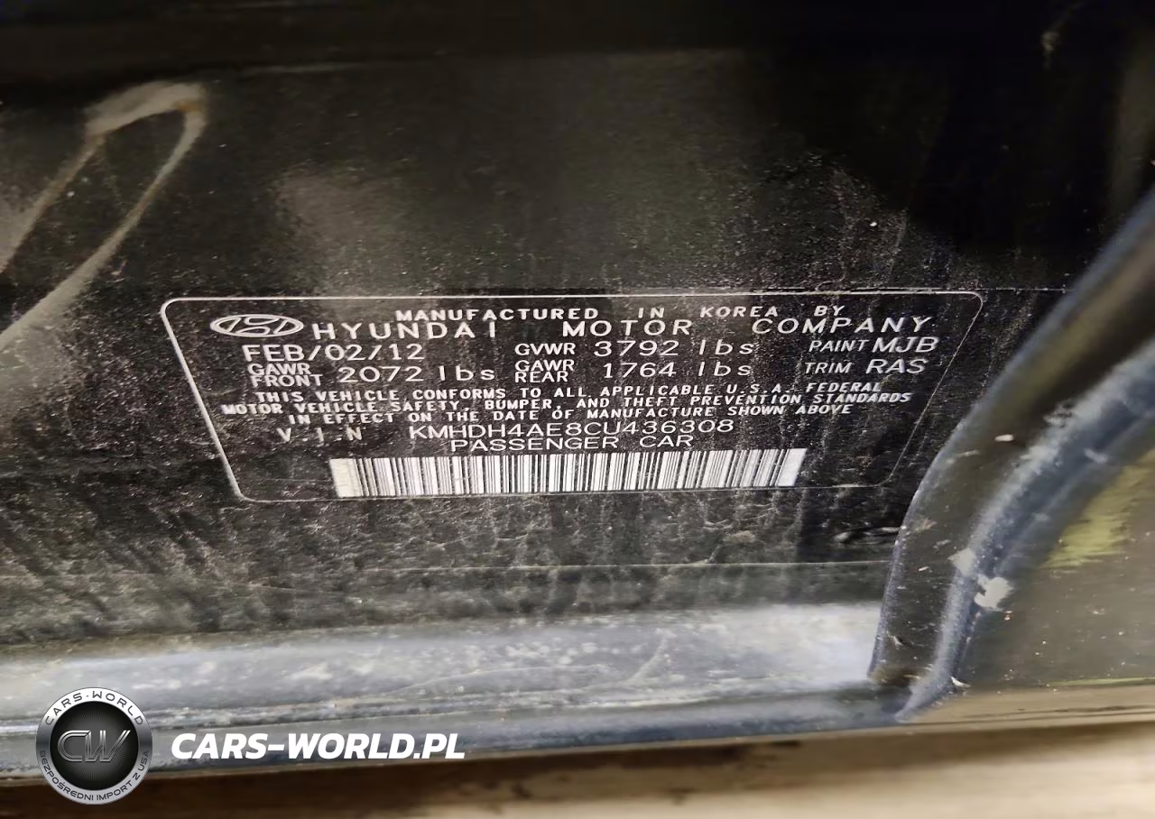 2012 Hyundai Elantra Gls VIN:KMHDH4AE8CU436308 - 12