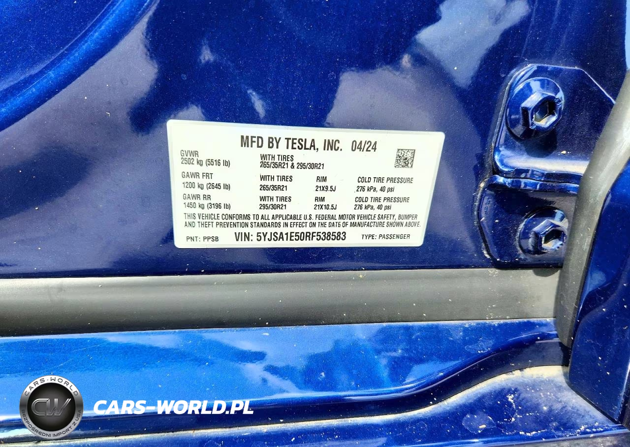 2024 Tesla Model S VIN:5YJSA1E50RF538583 - 12