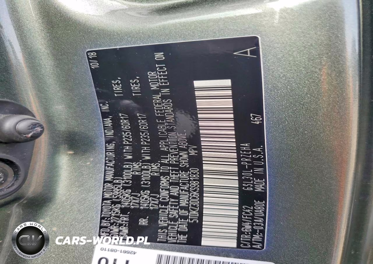 2019 Toyota Sienna Le VIN:5TDKZ3DC6KS981830 - 13