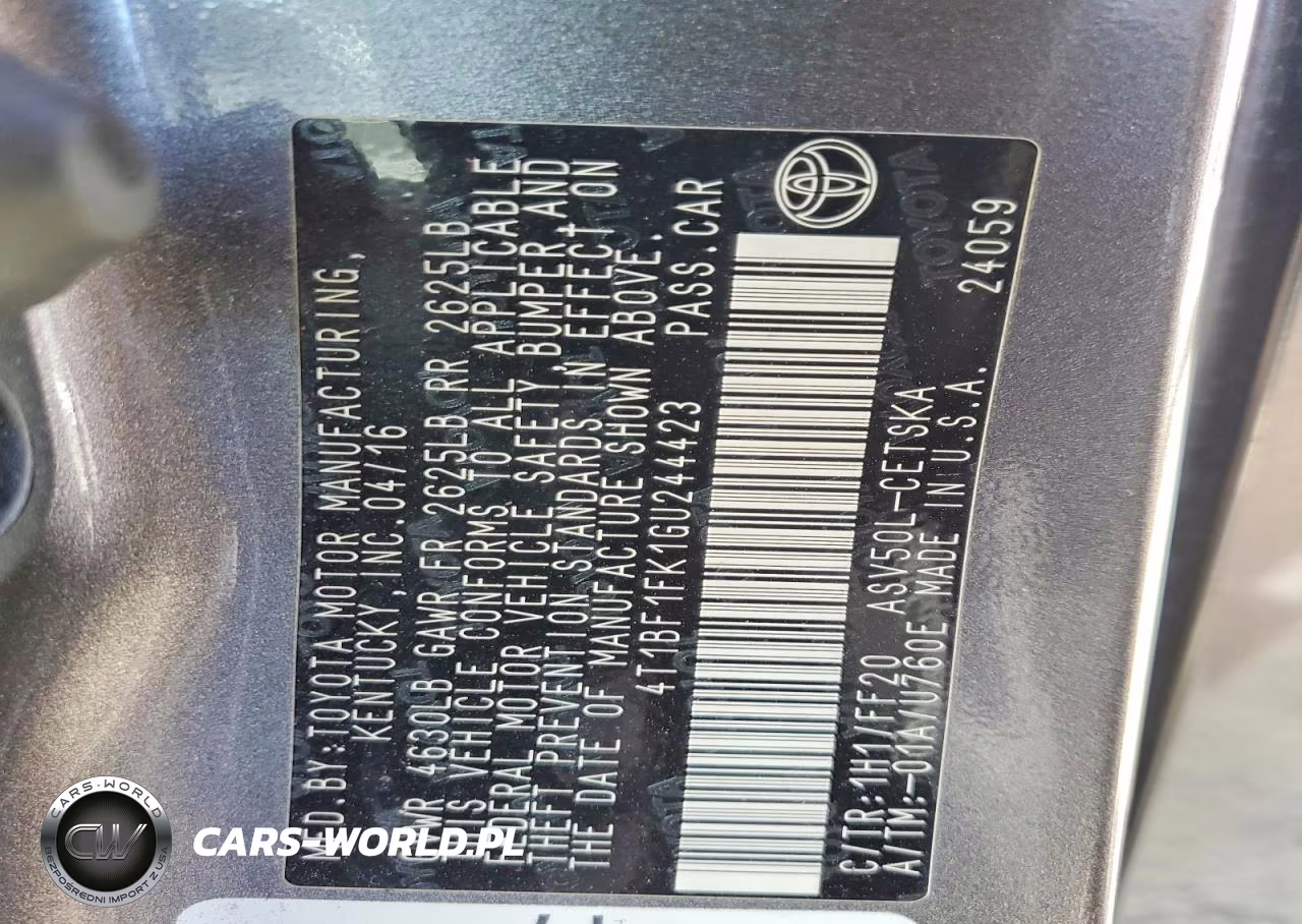 2016 Toyota Camry Se VIN:4T1BF1FK1GU244423 - 12