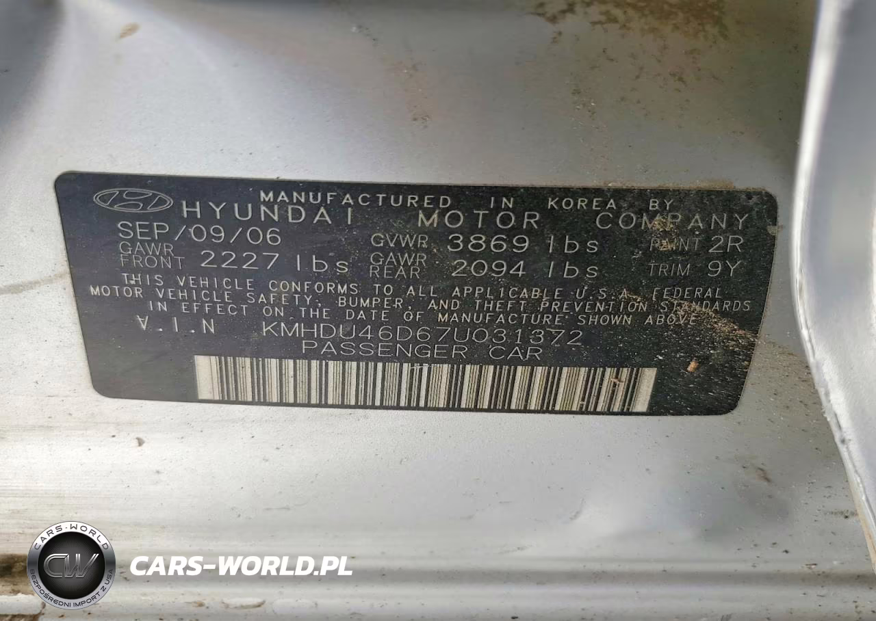 2007 Hyundai Elantra Gls VIN:KMHDU46D67U031372 - 12