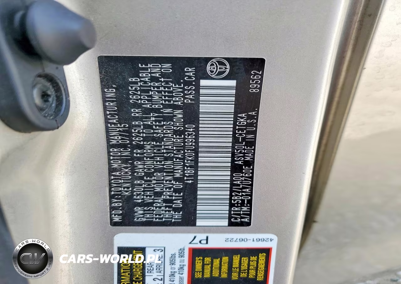2015 Toyota Camry Xle VIN:4T1BF1FK0FU996340 - 12