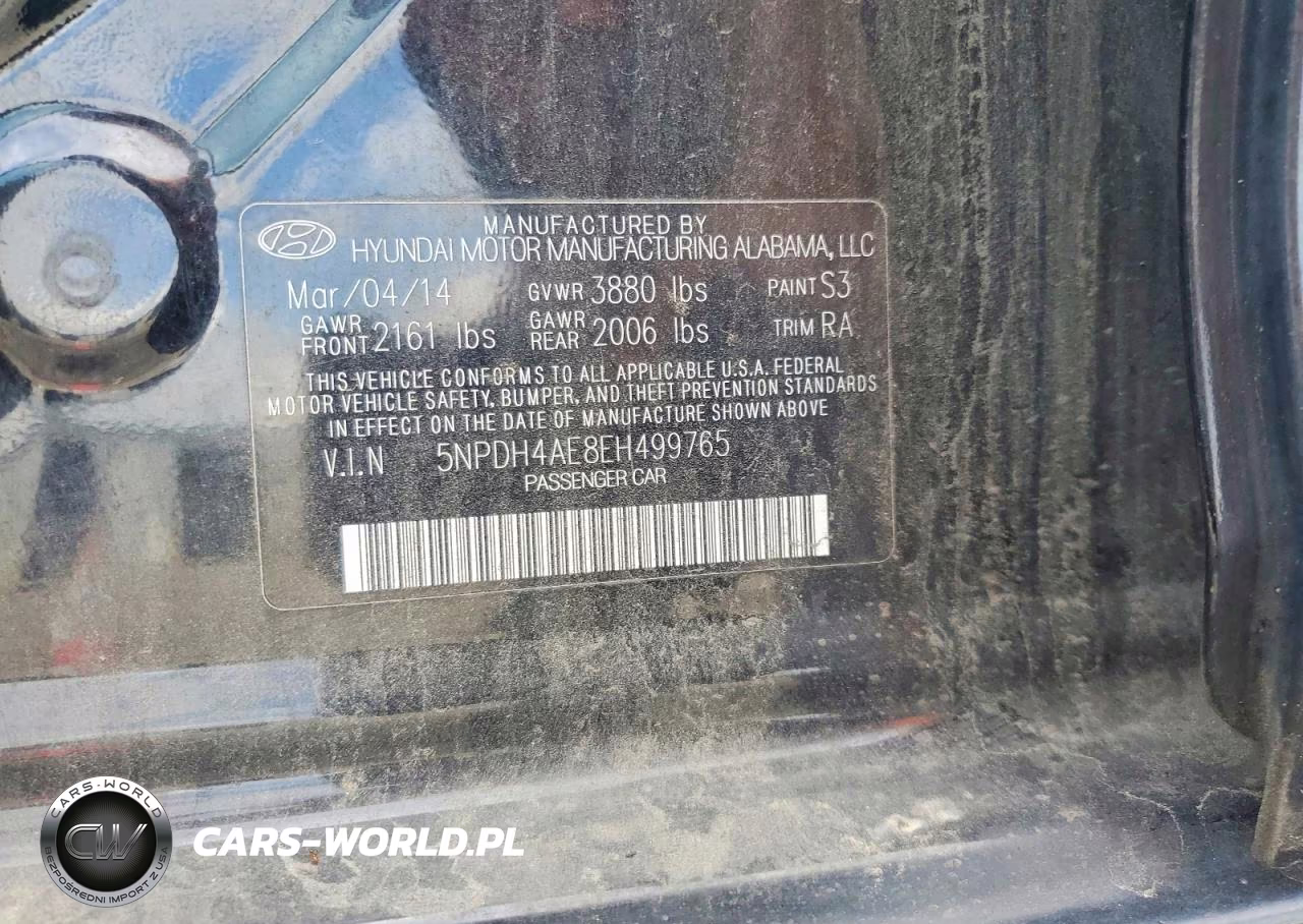 2014 Hyundai Elantra Se VIN:5NPDH4AE8EH499765 - 12