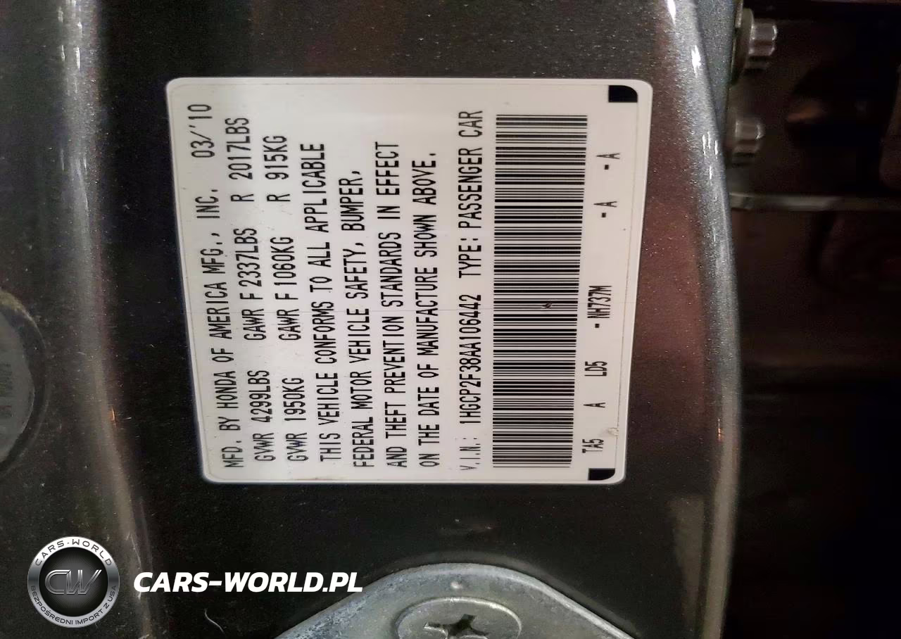 2010 Honda Accord Lx VIN:1HGCP2F38AA106442 - 12