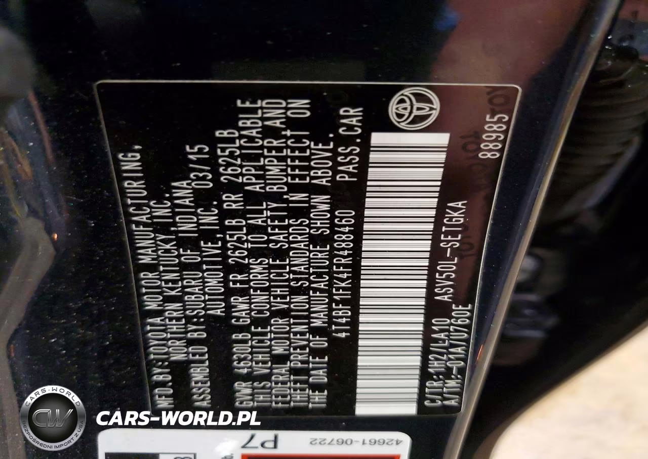 2015 Toyota Camry Xle VIN:4T4BF1FK4FR488460 - 13
