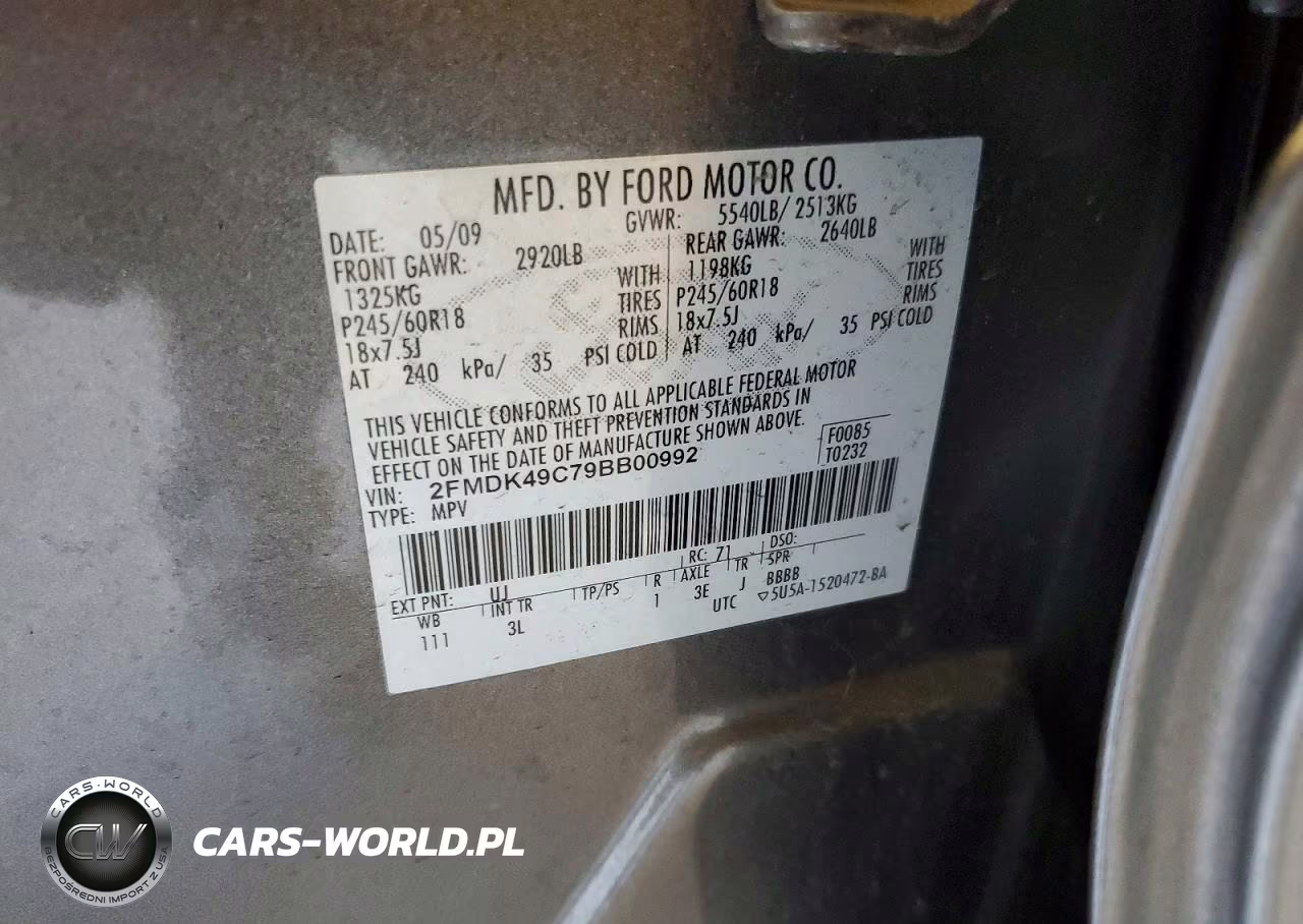 2009 Ford Edge Limited VIN:2FMDK49C79BB00992 - 13