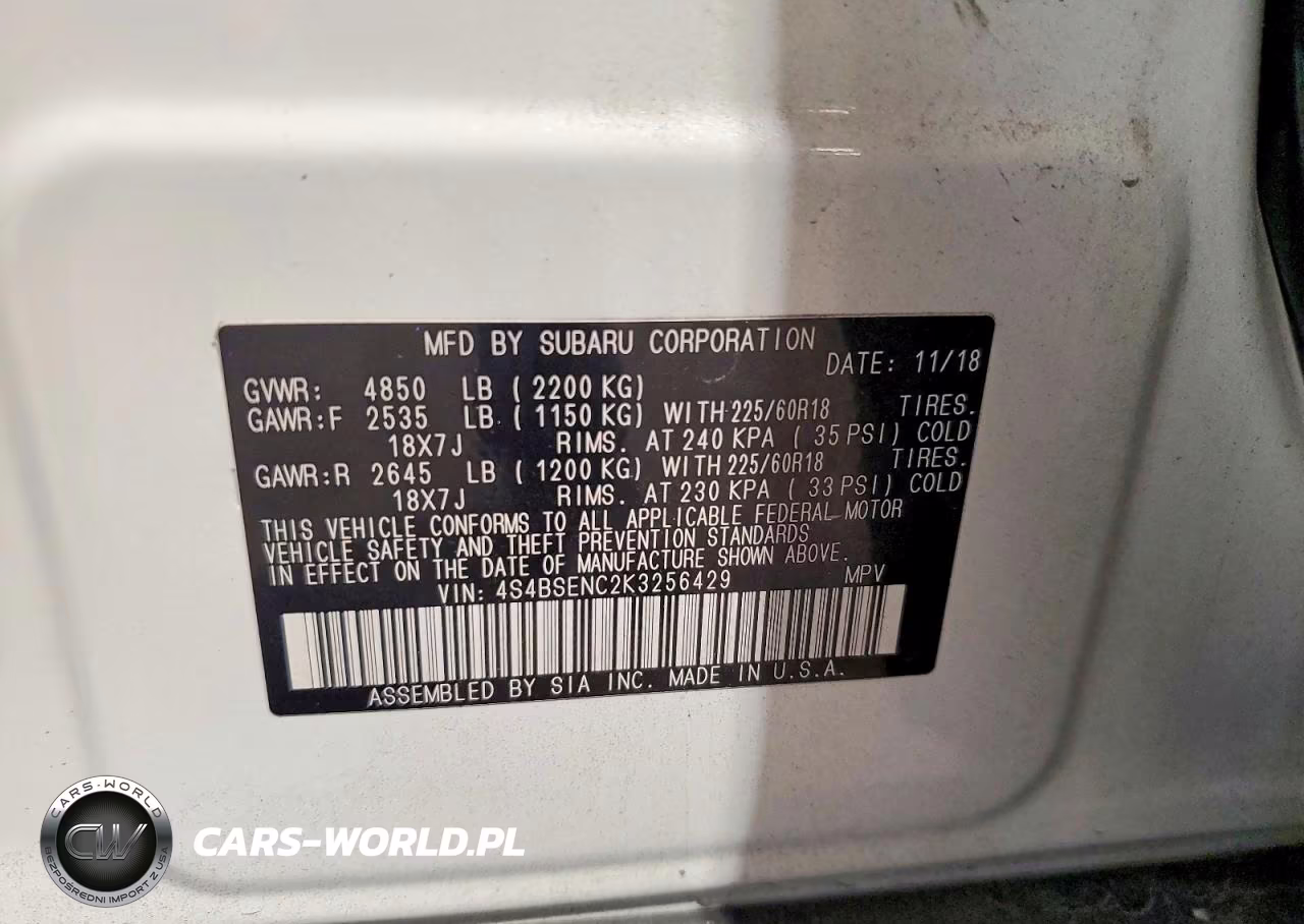 2019 Subaru Outback 3.6R Limited VIN:4S4BSENC2K3256429 - 13