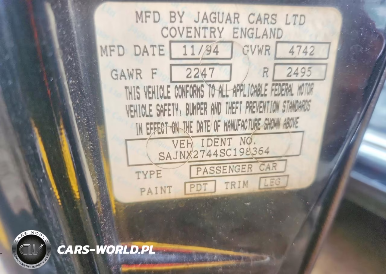 1995 Jaguar Xjs 2+2 VIN:SAJNX2744SC198364 - 12