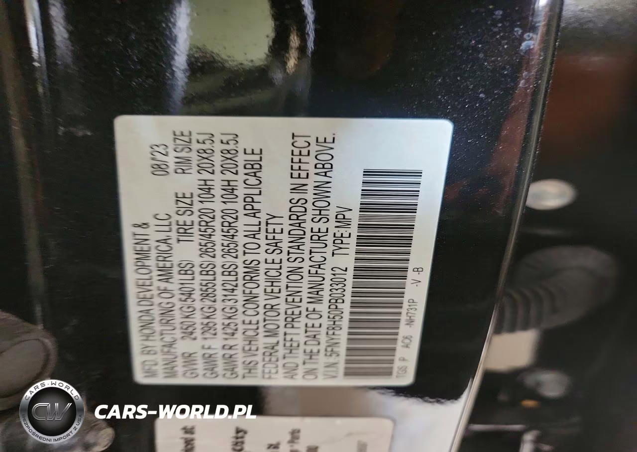 2023 Honda Passport Exl VIN:5FNYF8H50PB033012 - 13