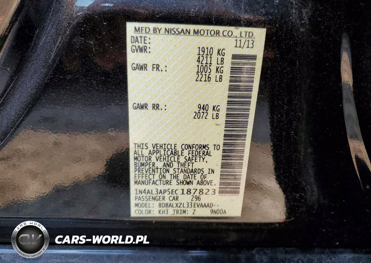2014 Nissan Altima 2.5 Sl VIN:1N4AL3AP5EC187823 - 12