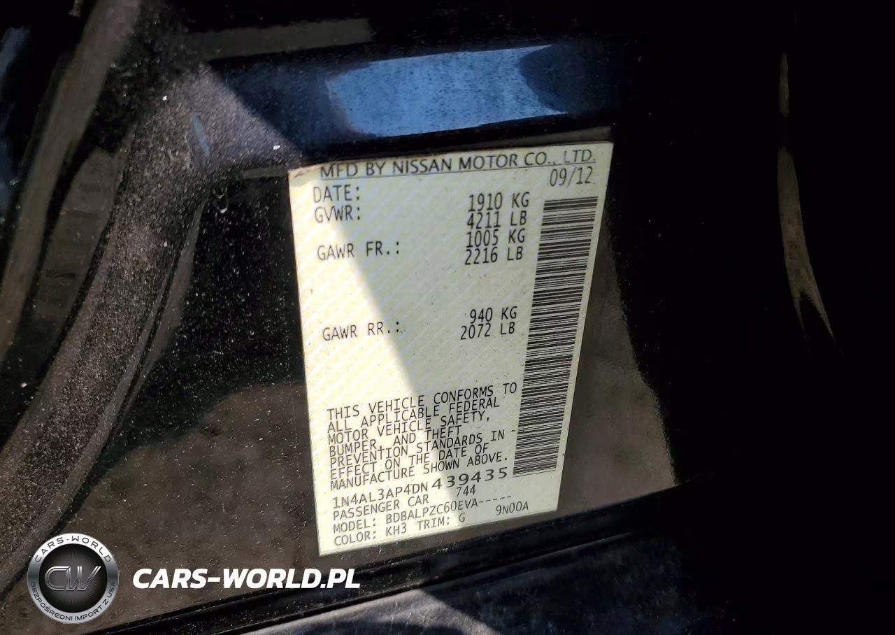 2013 Nissan Altima 2.5 VIN:1N4AL3AP4DN439435 - 12