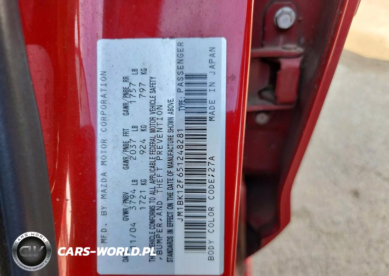 2005 Mazda 3 I VIN:JM1BK12F651248281 - 12