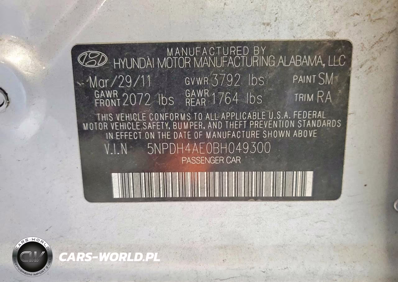 2011 Hyundai Elantra Gls VIN:5NPDH4AE0BH049300 - 12