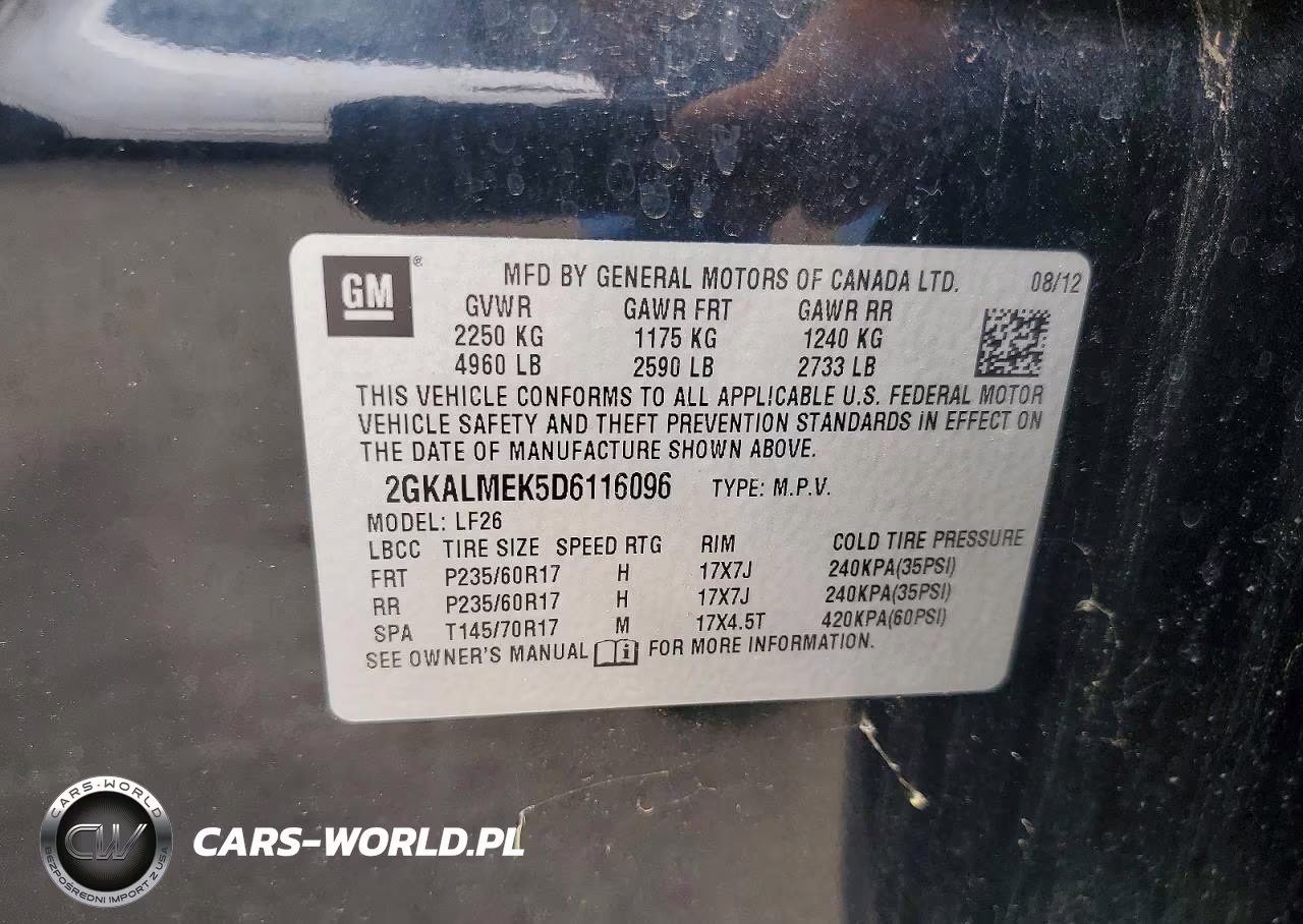 2013 GMC Terrain Sle VIN:2GKALMEK5D6116096 - 13