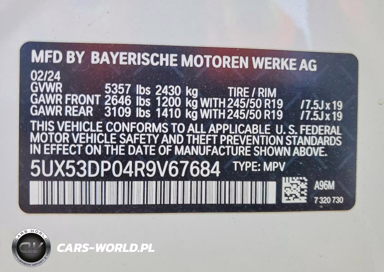 2024 BMW X3 xDrive30I VIN:5UX53DP04R9V67684 - 13