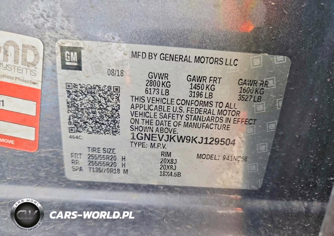 2019 Chevrolet Traverse High Country VIN:1GNEVJKW9KJ129504 - 13