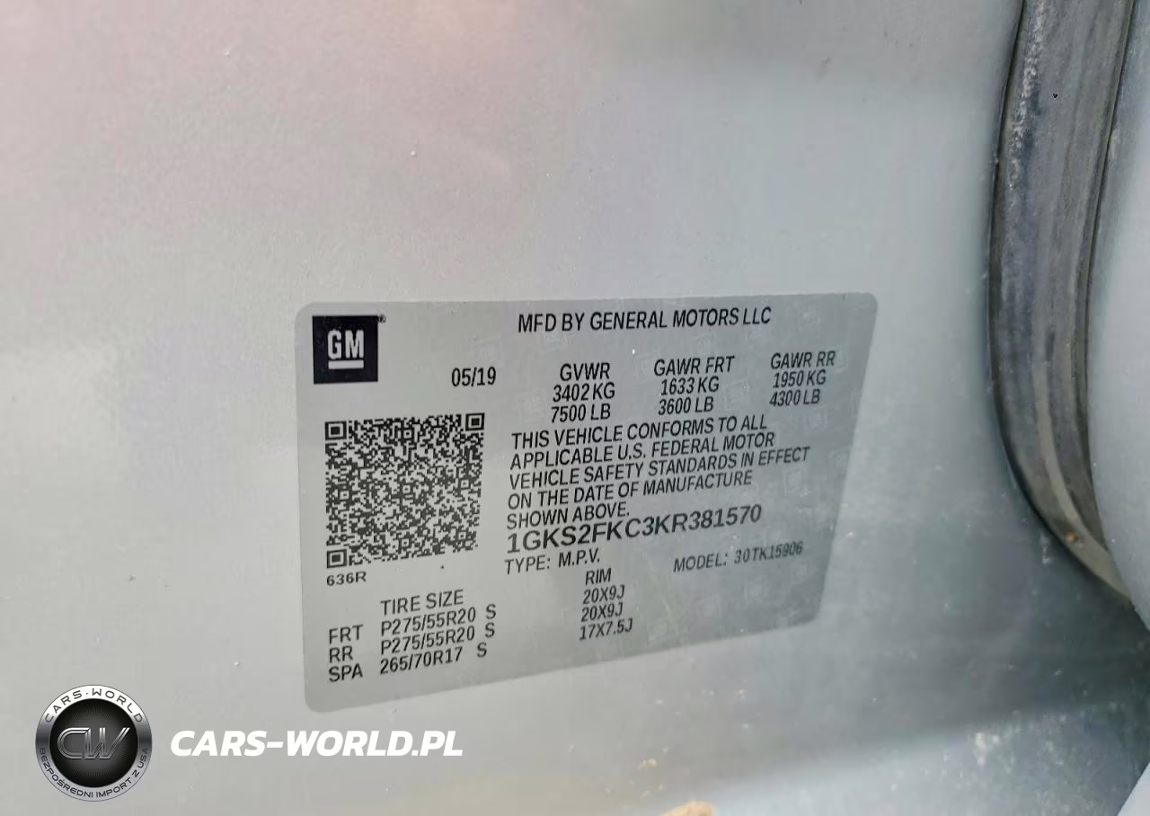 2019 GMC Yukon VIN:1GKS2FKC3KR381570 - 12