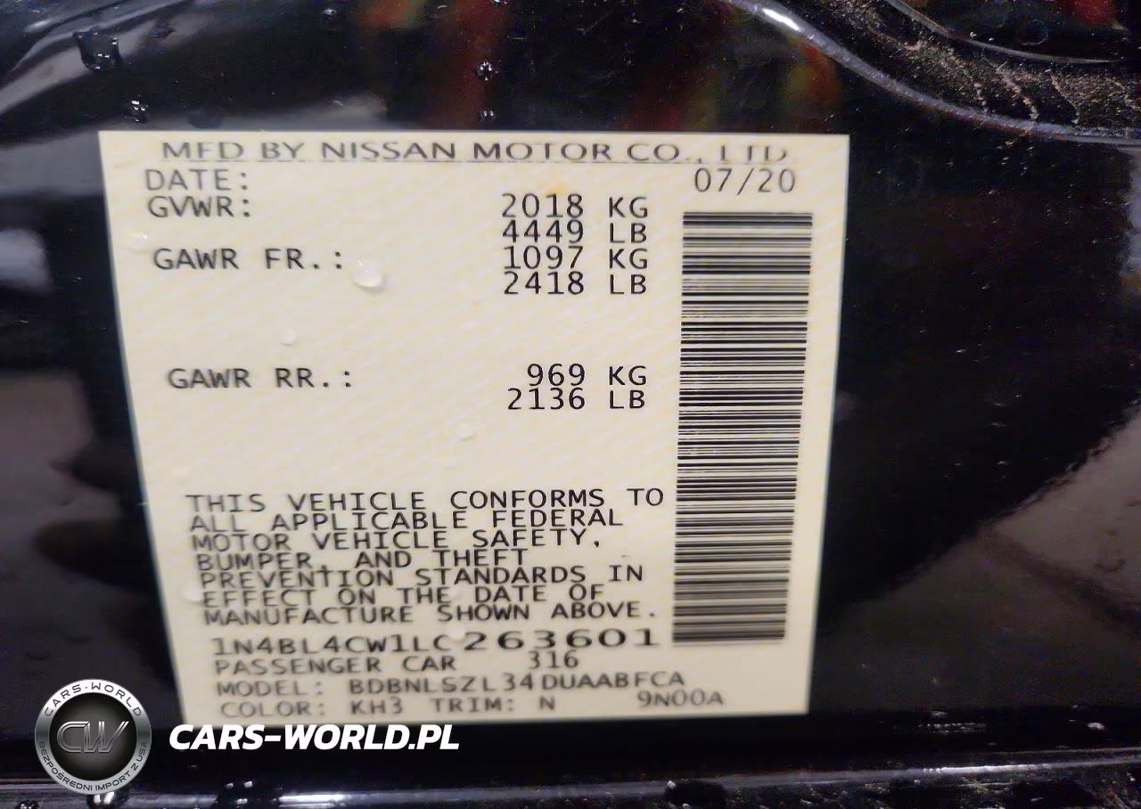 2020 Nissan Altima Sr VIN:1N4BL4CW1LC263601 - 12