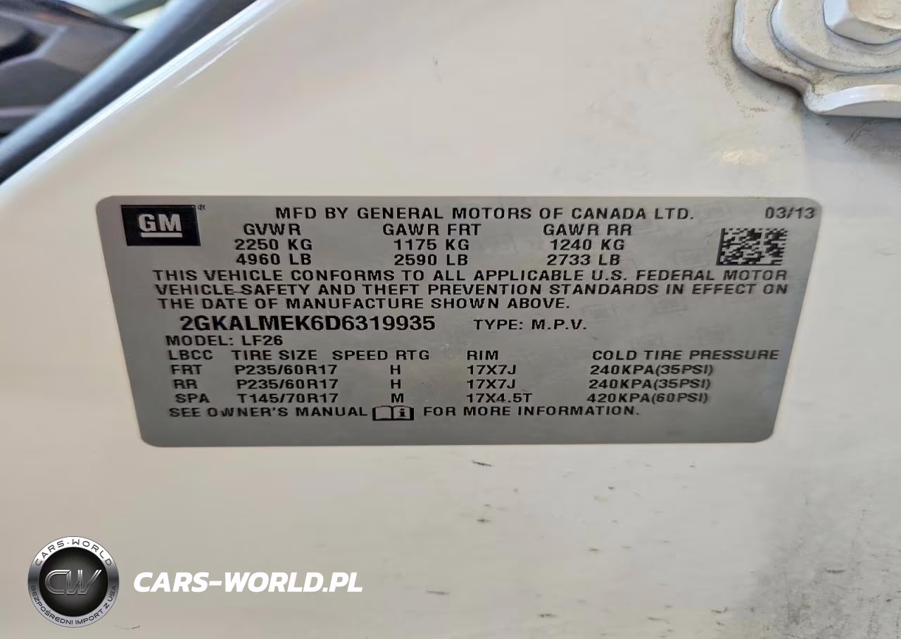 2013 GMC Terrain Sle VIN:2GKALMEK6D6319935 - 13