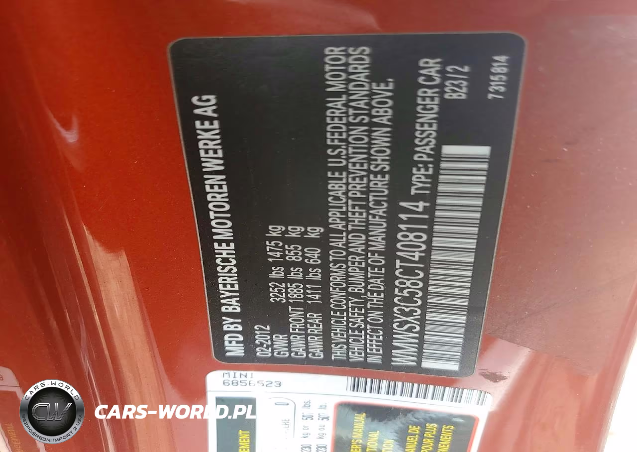 2012 Mini Cooper Coupe S VIN:WMWSX3C58CT408114 - 12