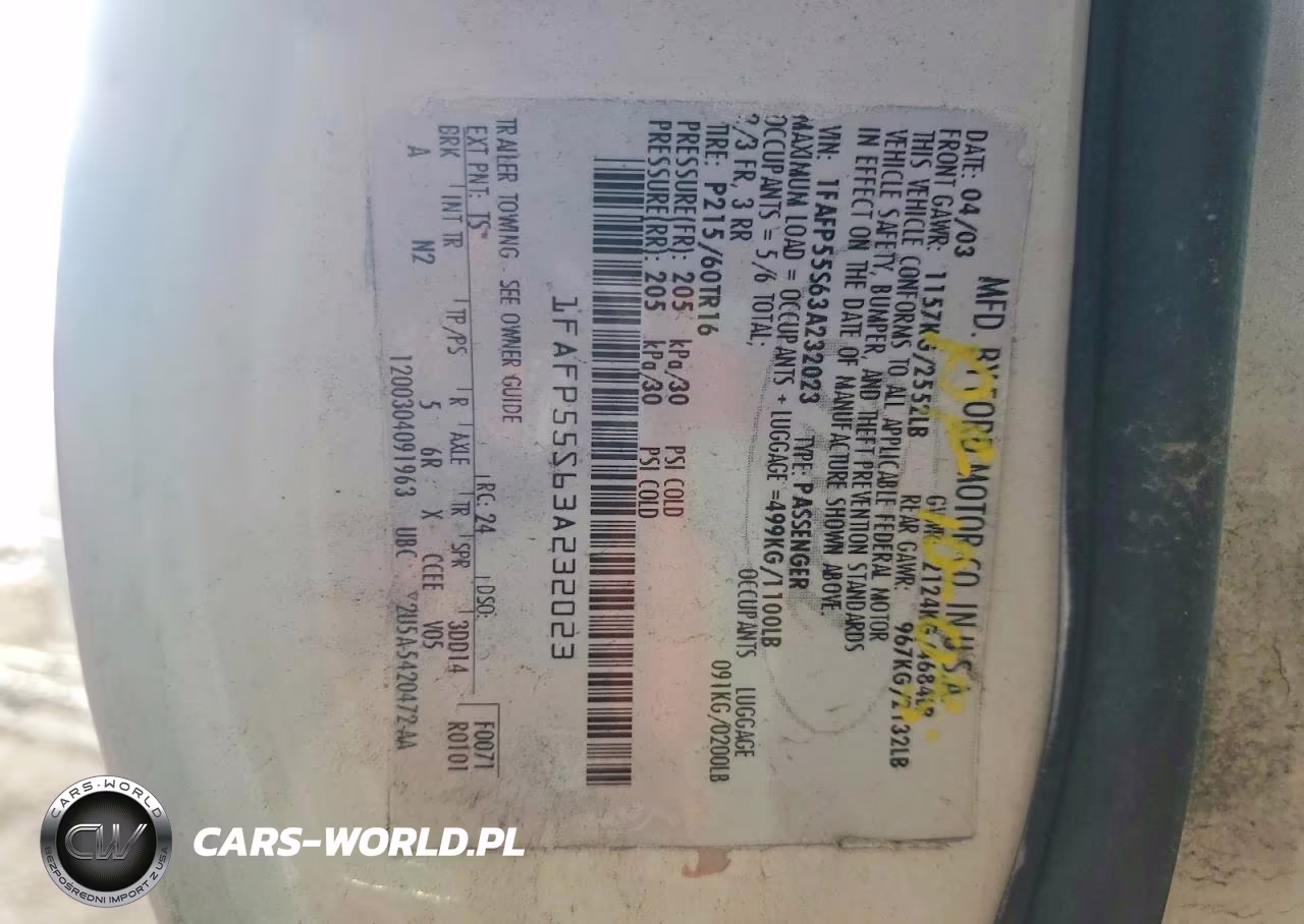 2003 Ford Taurus Ses VIN:1FAFP55U93G130522 - 13