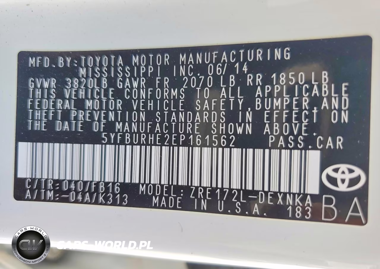 2014 Toyota Corolla Le VIN:5YFBURHE2EP161562 - 12