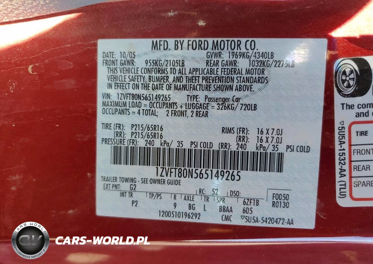 2006 Ford Mustang VIN:1ZVFT80N565149265 - 12