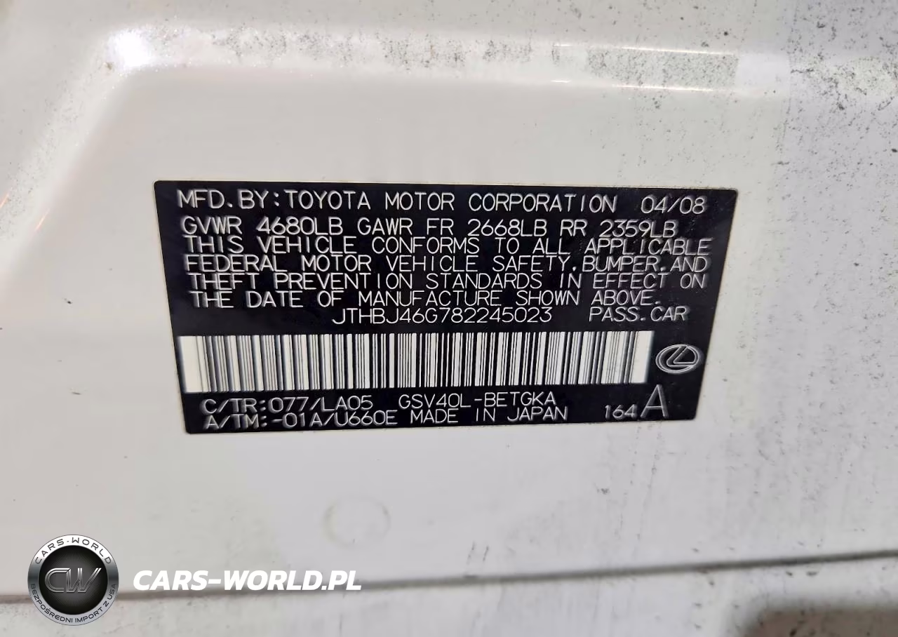 2008 Lexus Es 350 VIN:JTHBJ46G782245023 - 12