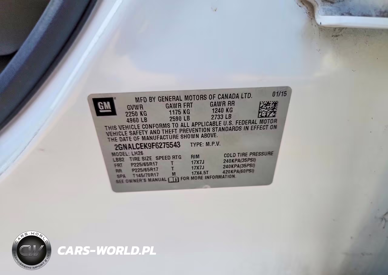 2015 Chevrolet Equinox Lt VIN:2GNALCEK9F6275543 - 12