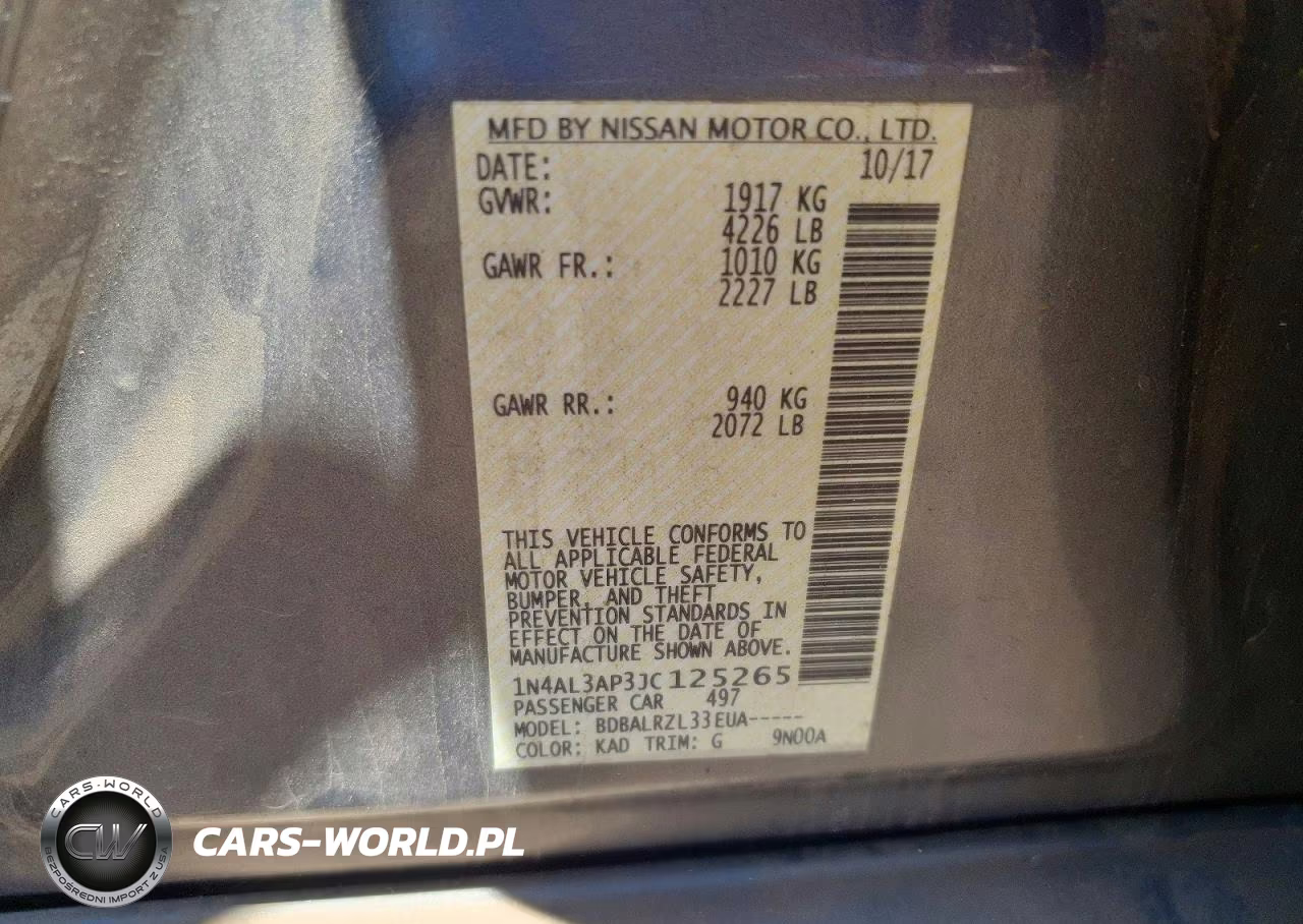 2018 Nissan Altima 2.5 Sl VIN:1N4AL3AP3JC125265 - 12