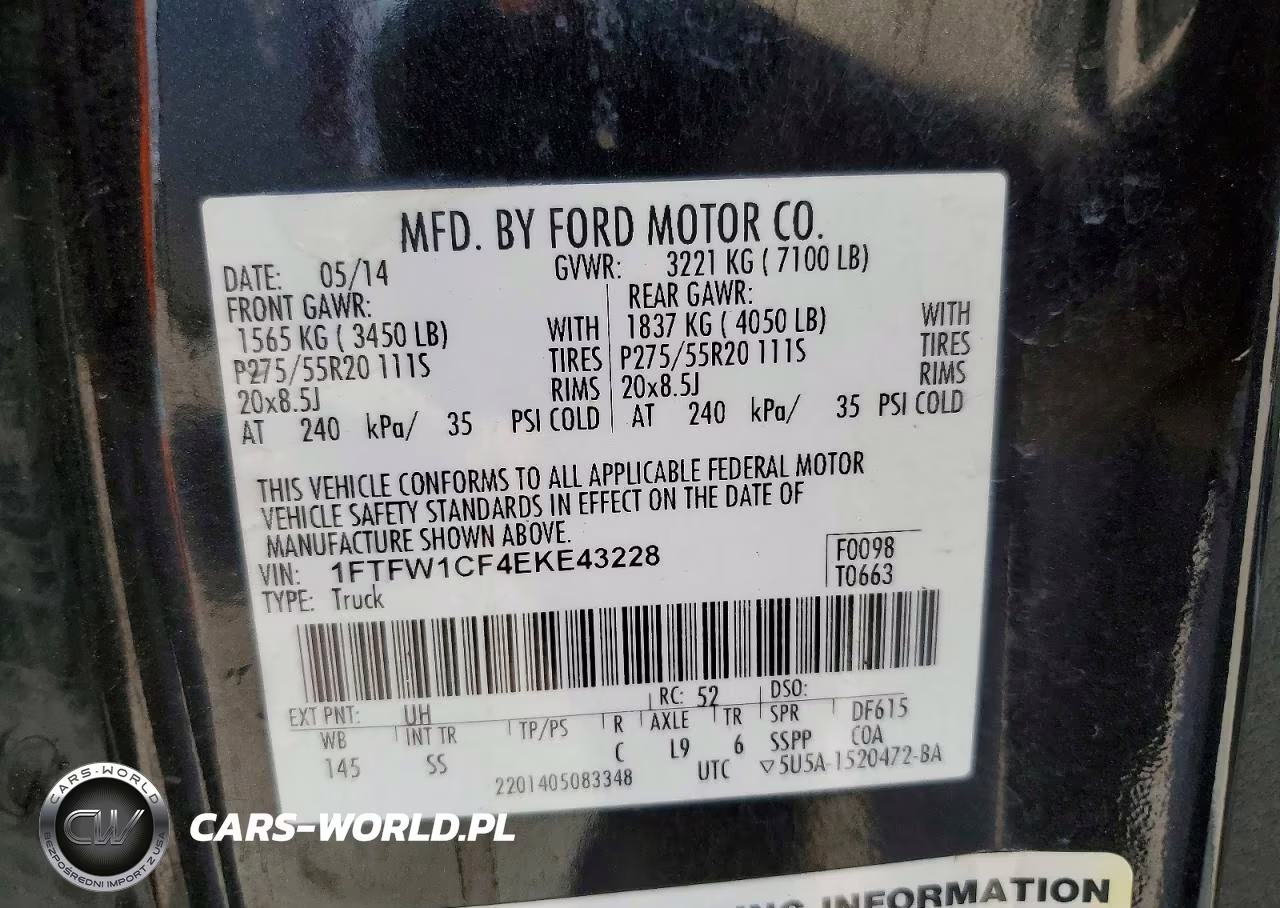 2014 Ford F150 Supercrew VIN:1FTFW1CF4EKE43228 - 12
