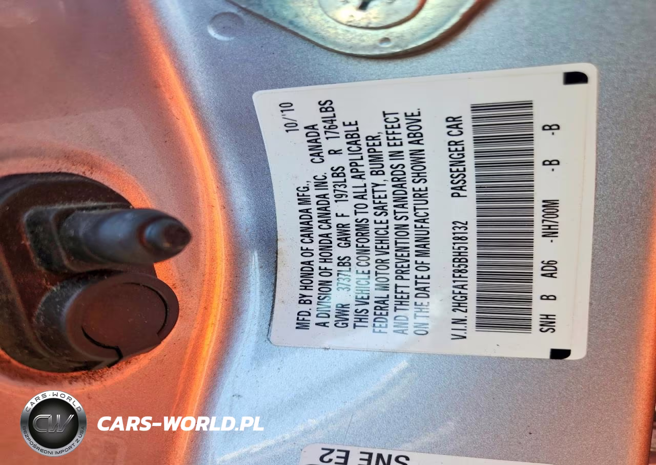 2011 Honda 5500Ppg VIN:2HGFA1F85BH518132 - 12