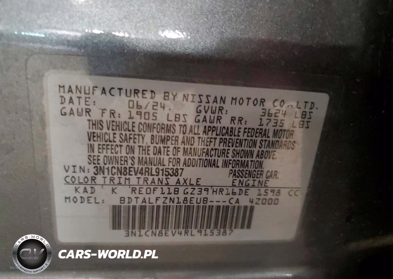 2024 Nissan Versa Sv VIN:3N1CN8EV4RL915387 - 12