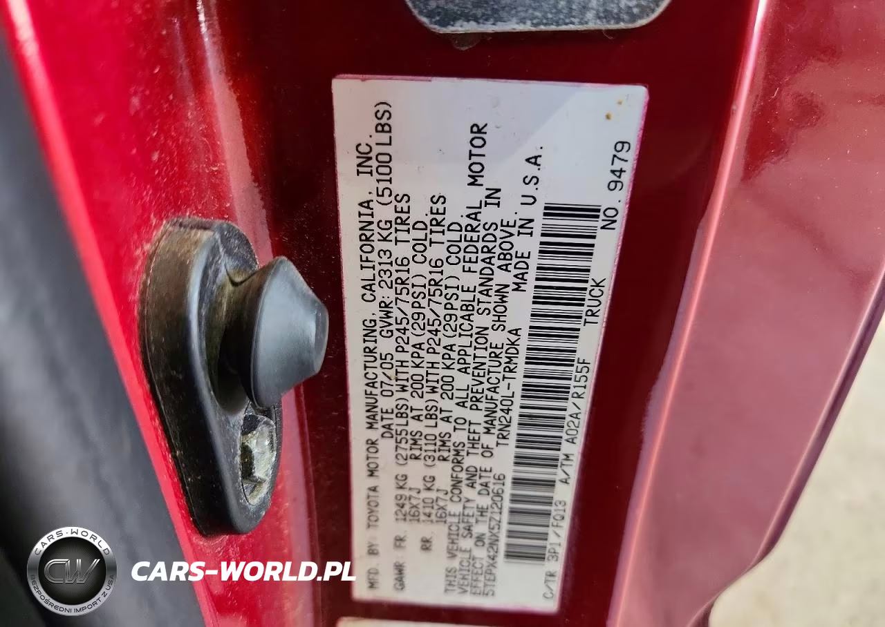 2005 Toyota Tacoma Base VIN:5TEPX42NX5Z120616 - 12
