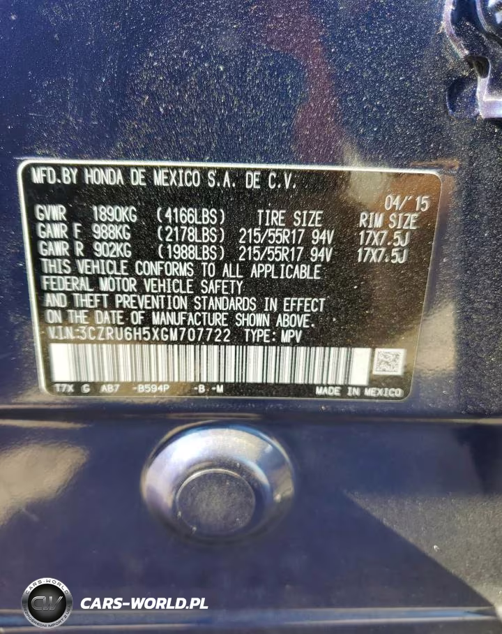 2016 Honda Hr-V Ex VIN:3CZRU6H5XGM707722 - 13