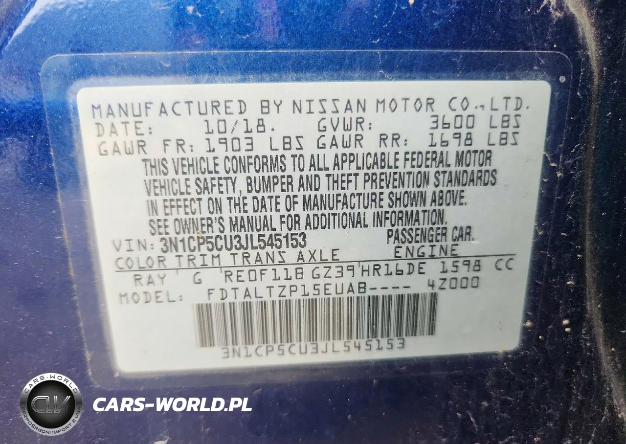2018 Nissan Kicks Sr VIN:3N1CP5CU3JL545153 - 12