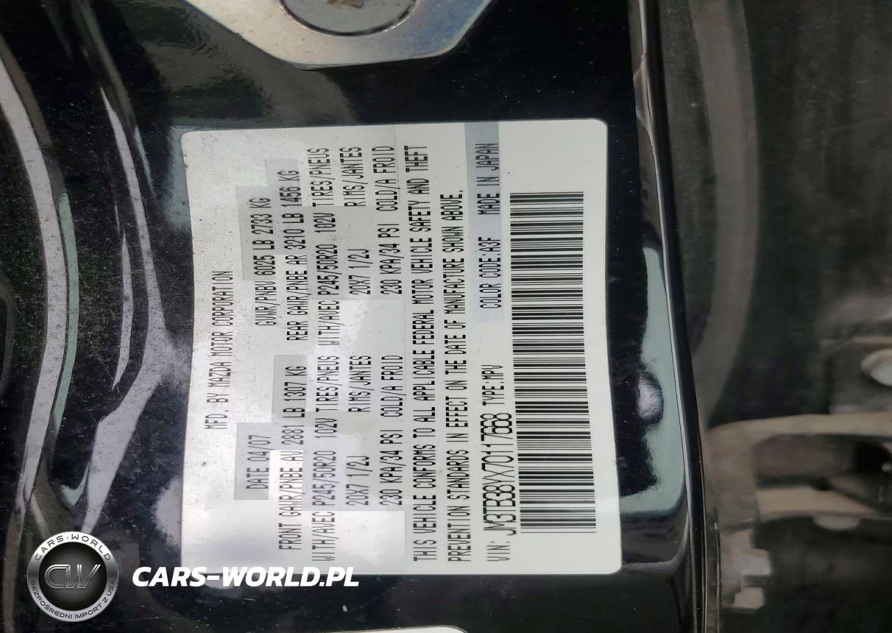 2007 Mazda Cx-9 VIN:JM3TB38YX70117668 - 13
