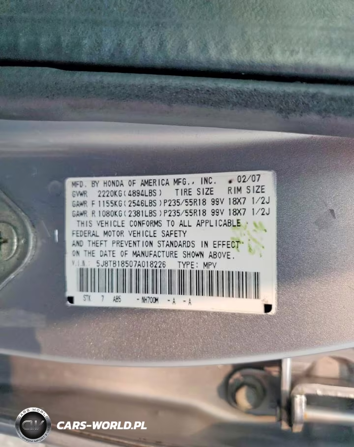 2007 Acura Rdx Technology VIN:5J8TB18507A018226 - 13