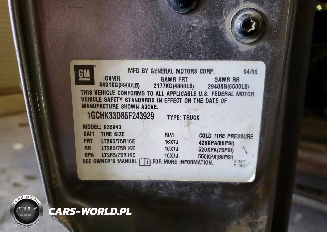 2006 Chevrolet Silverado K3500 VIN:1GCHK33D86F243929 - 12