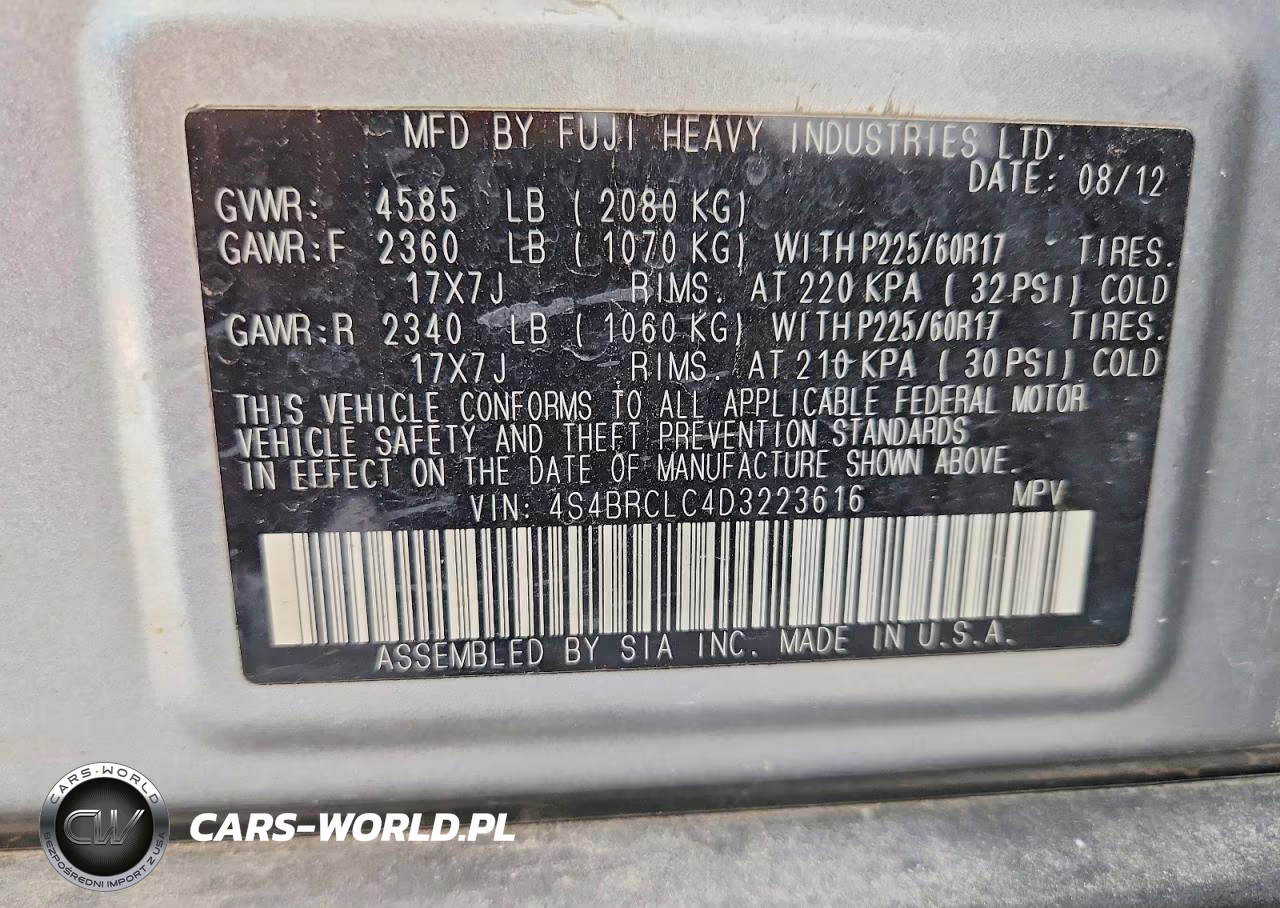 2013 Subaru Outback 2.5I Limited VIN:4S4BRCLC4D3223616 - 12