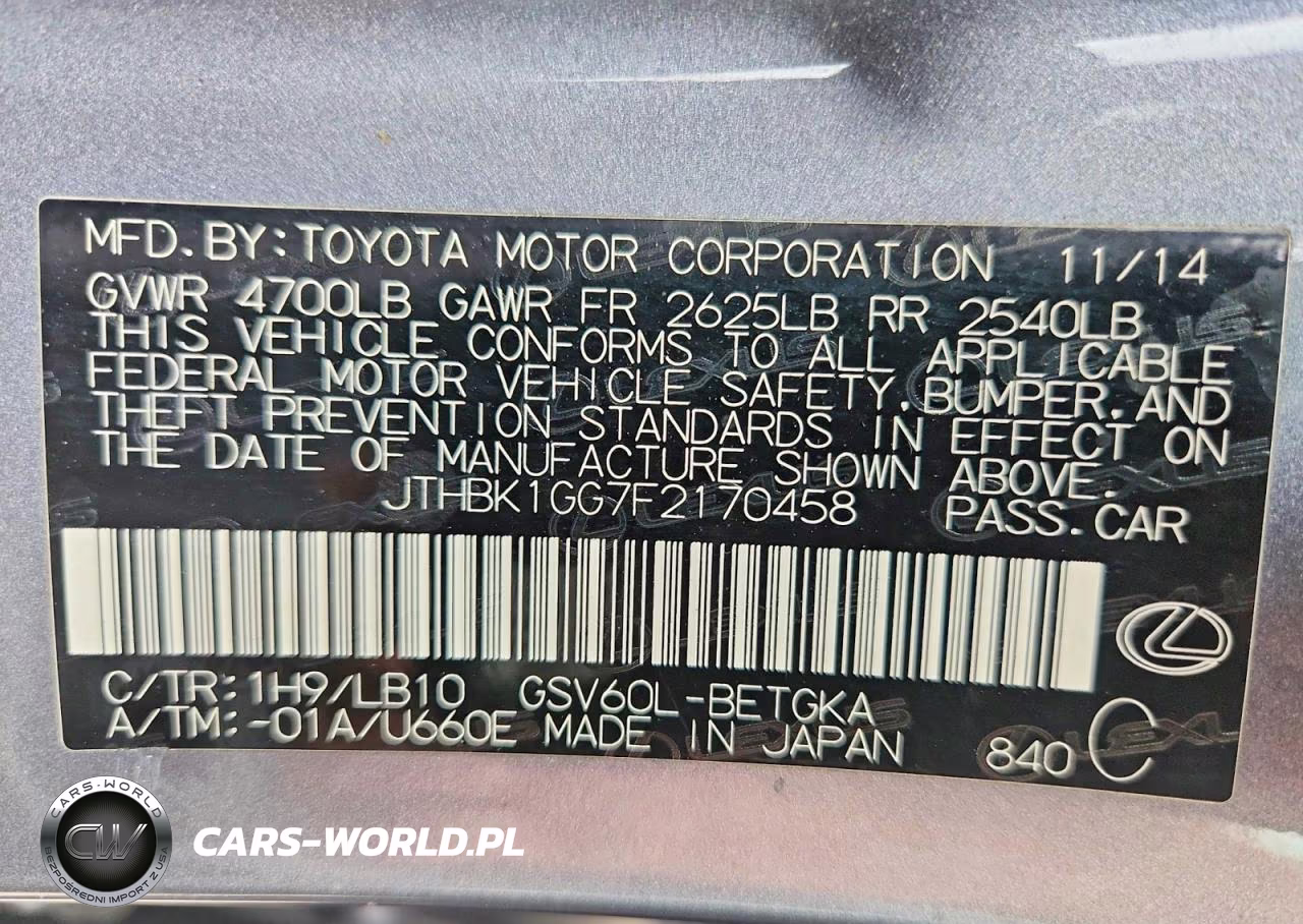 2015 Lexus Es 350 VIN:JTHBK1GG7F2170458 - 12