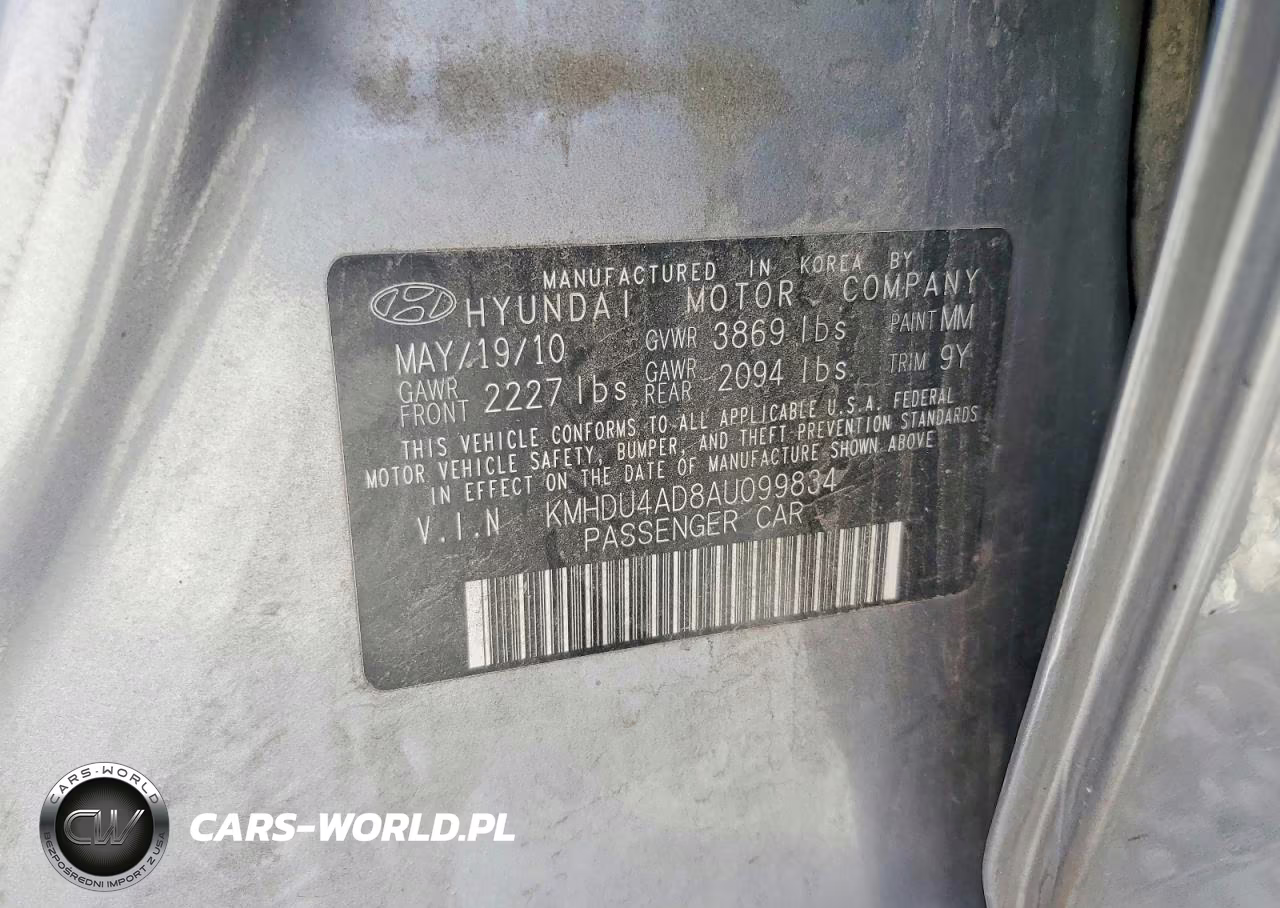 2010 Hyundai Elantra Gls VIN:KMHDU4AD8AU099834 - 12