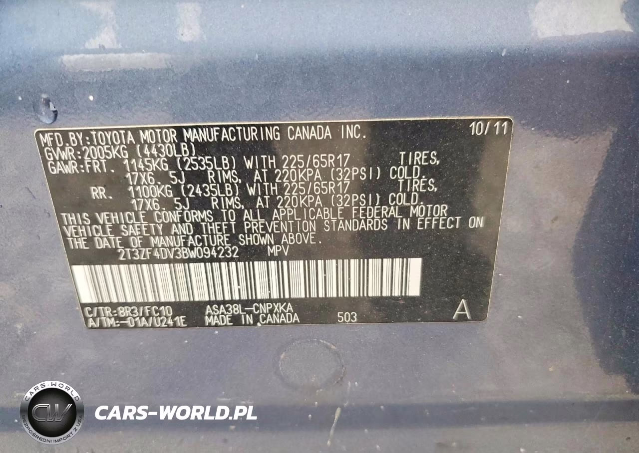 2011 Toyota Rav4 Base VIN:2T3ZF4DV3BW094232 - 13