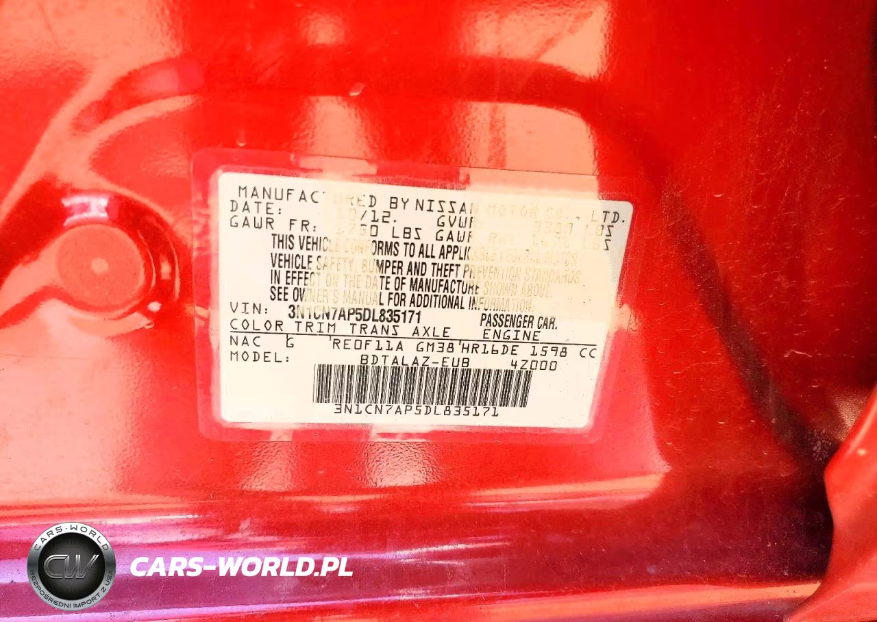 2013 Nissan Versa 1.6 S VIN:3N1CN7AP5DL835171 - 12