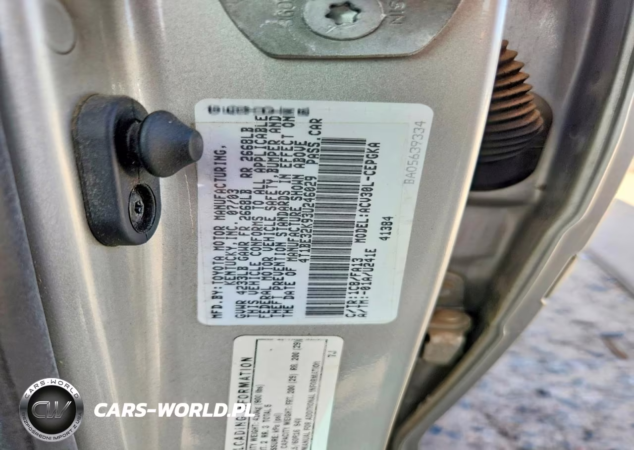 2003 Toyota Camry Xle VIN:4T1BE32K93U246029 - 13
