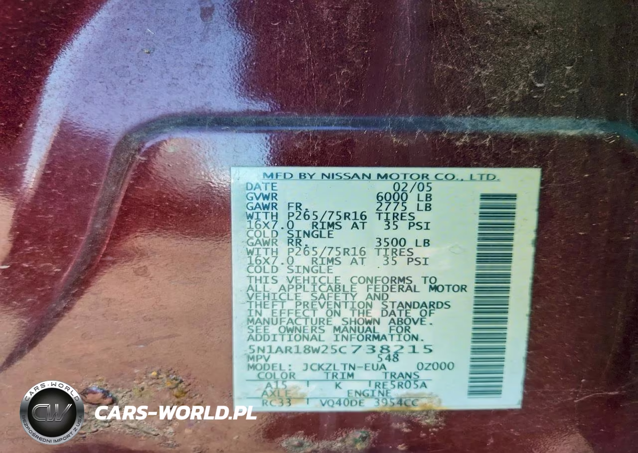 2005 Nissan Pathfinder Le VIN:5N1AR18W25C738215 - 13